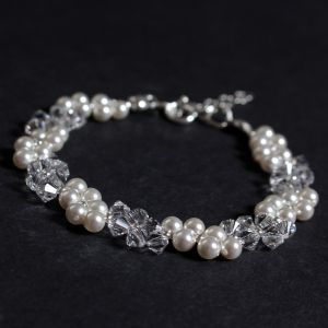 Swarovski perły i srebro - bransoletka ślubna -SB12 16,5 cm